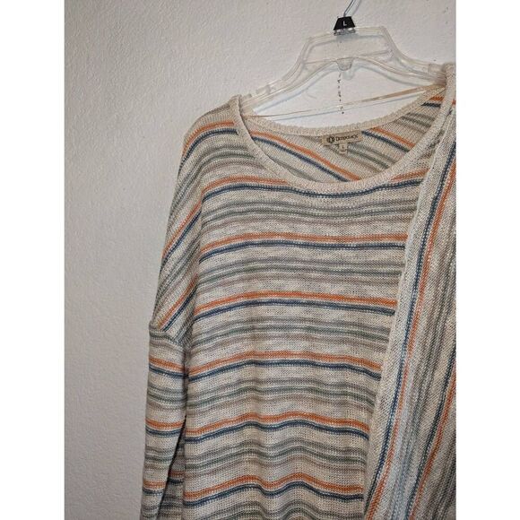Democracy Sweater Womens L Striped Fall Preppy Momcore Cozy Open Knit Pullover - Picture 11 of 13